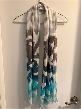 Banana Republic Teal, Gray and White Ombre Pattern Scarf